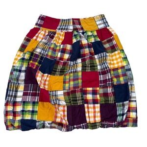 Y2K Patchwork Madras Plaid Bubble Skirt American Eagle Size 6